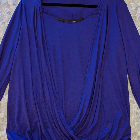 NWOT Joan Vass Purple Plum Drape Top (looks two piece)- Size L - Picture 6 of 8